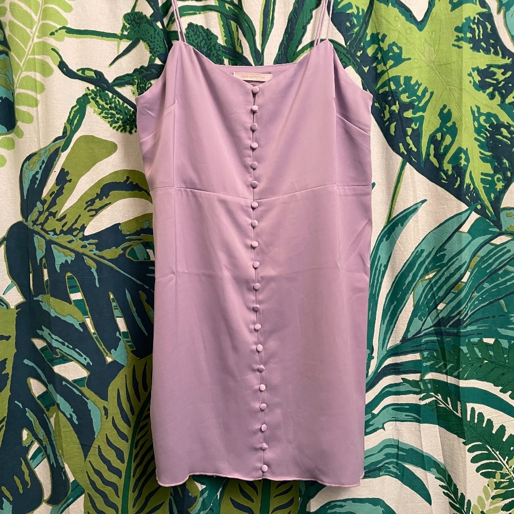 Urban Outfitters Satin Lavender Button Front Dress